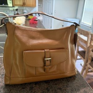 Tan Leather Coach Shoulder Bag